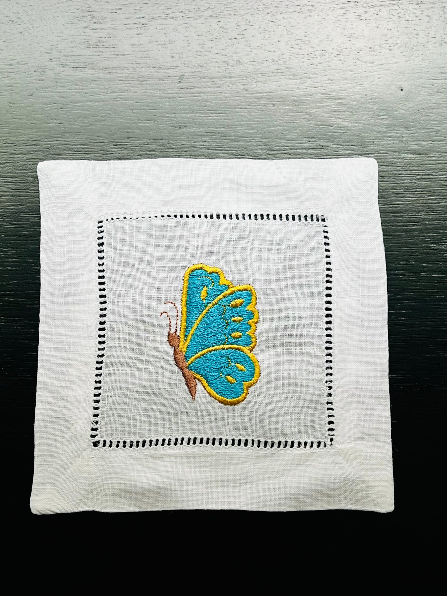 Personalize Embroidered Linen Cocktail Napkin