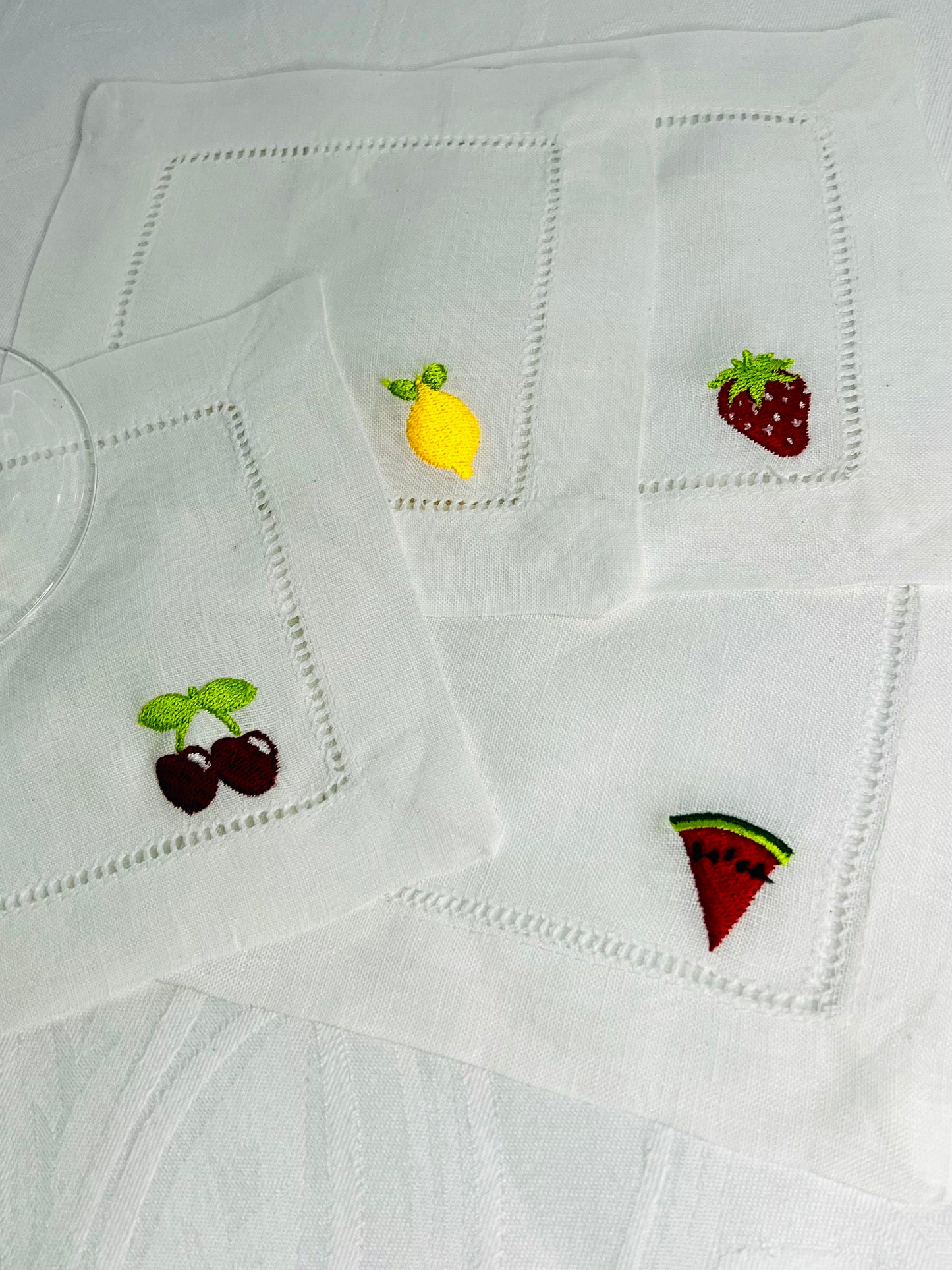 Personalize Embroidered Linen Cocktail Napkin