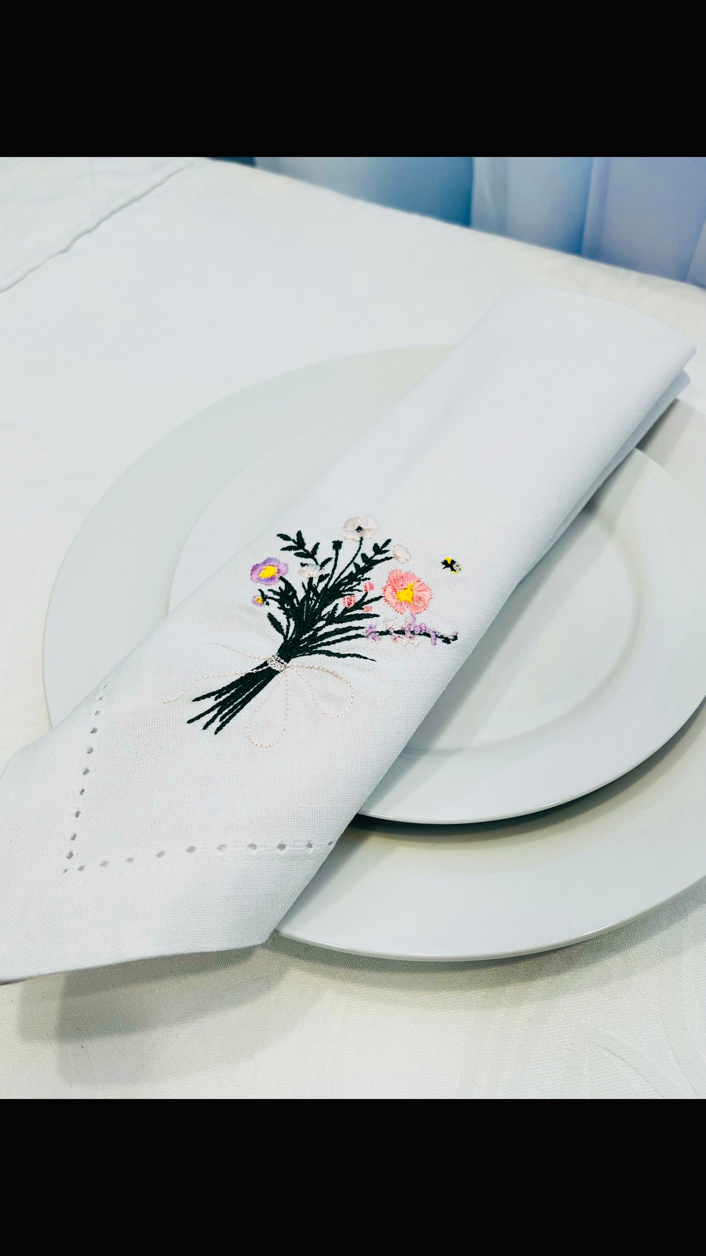 Embroidered Wildflower Napkin