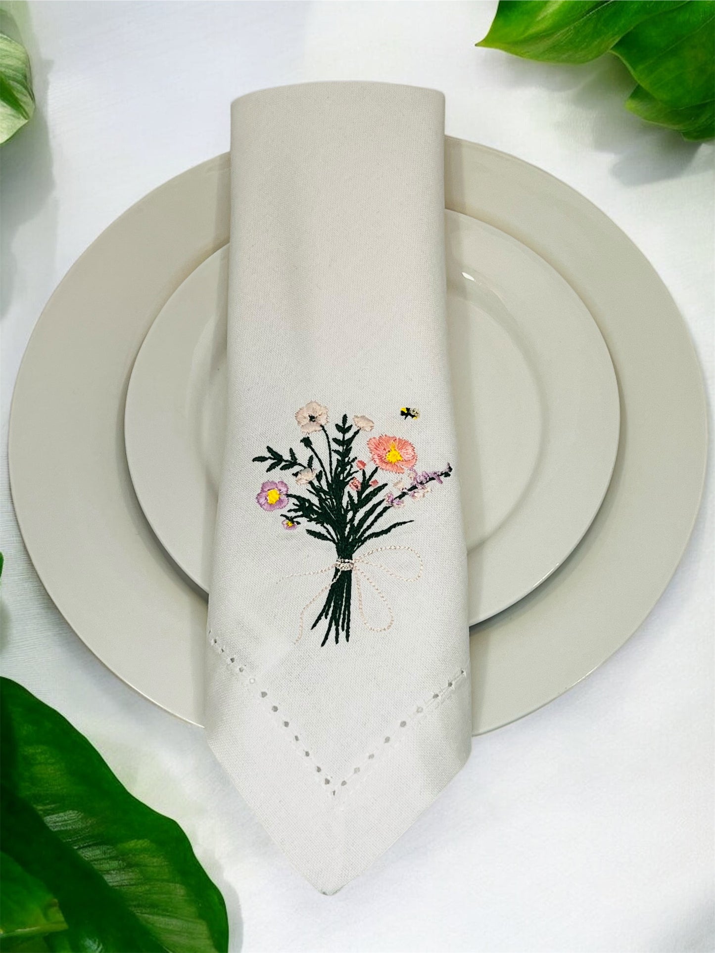 Embroidered Wildflower Napkin