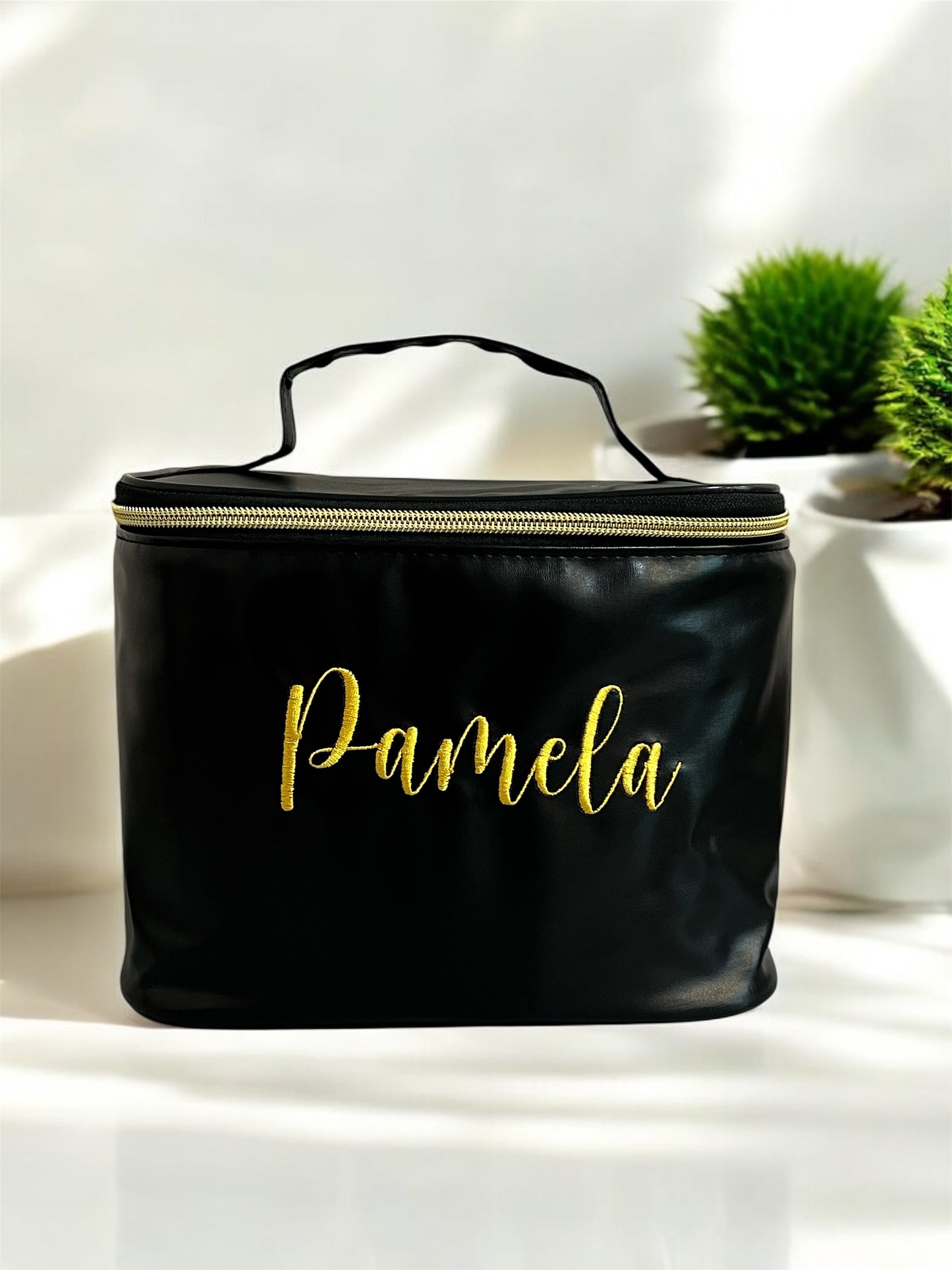 Embroidered make up bag