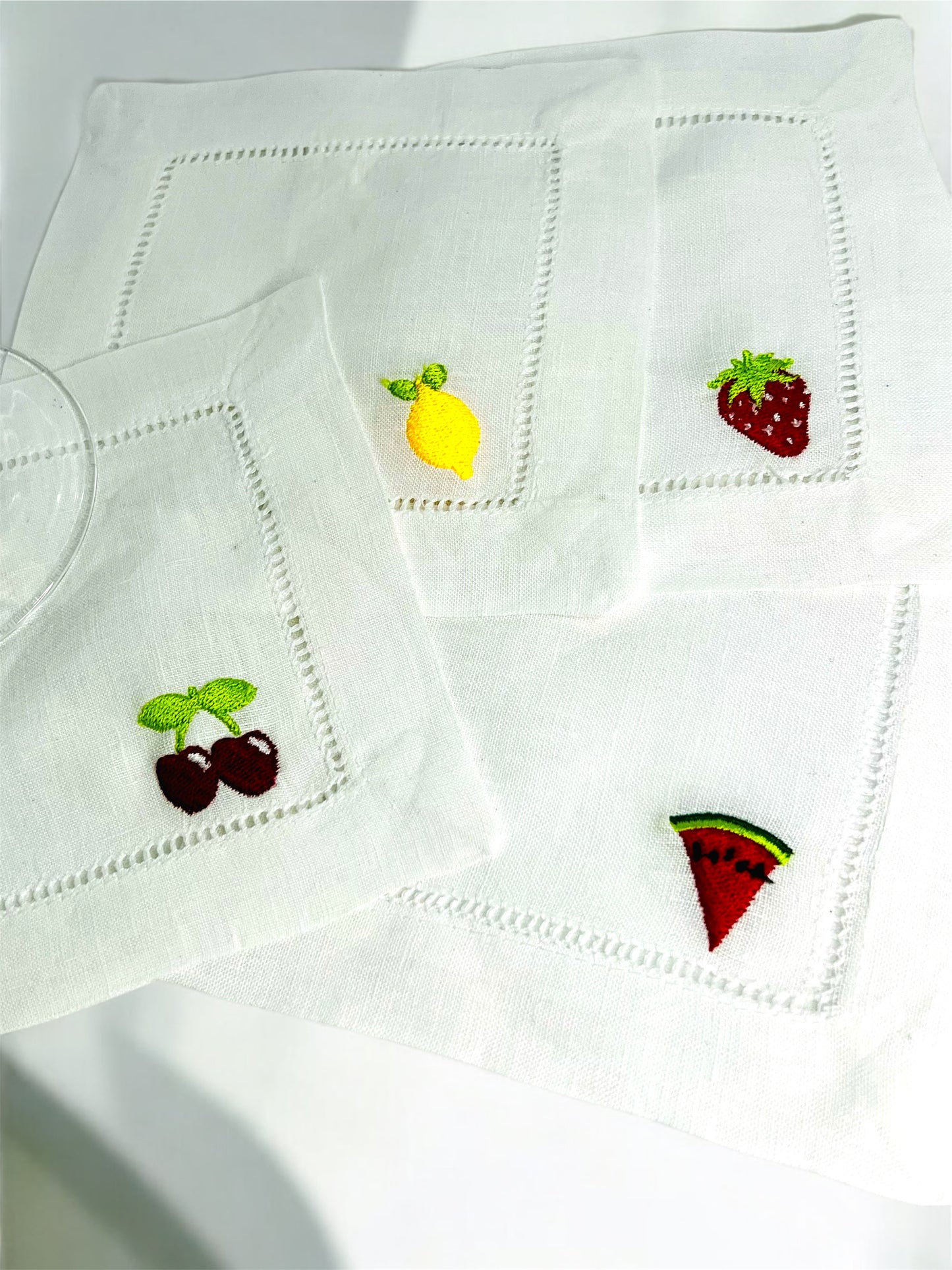 Personalize Embroidered Linen Cocktail Napkin