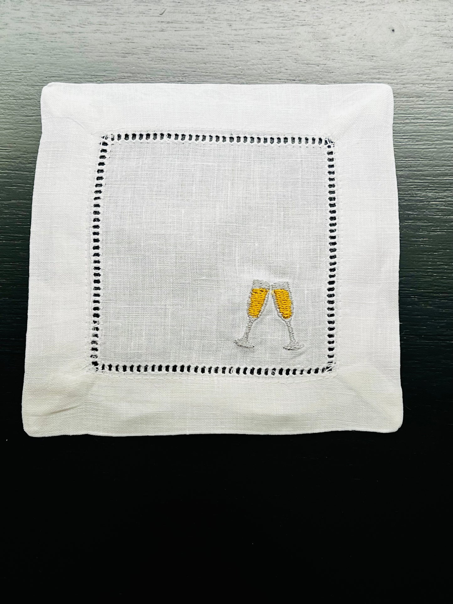 Personalize Embroidered Linen Cocktail Napkin