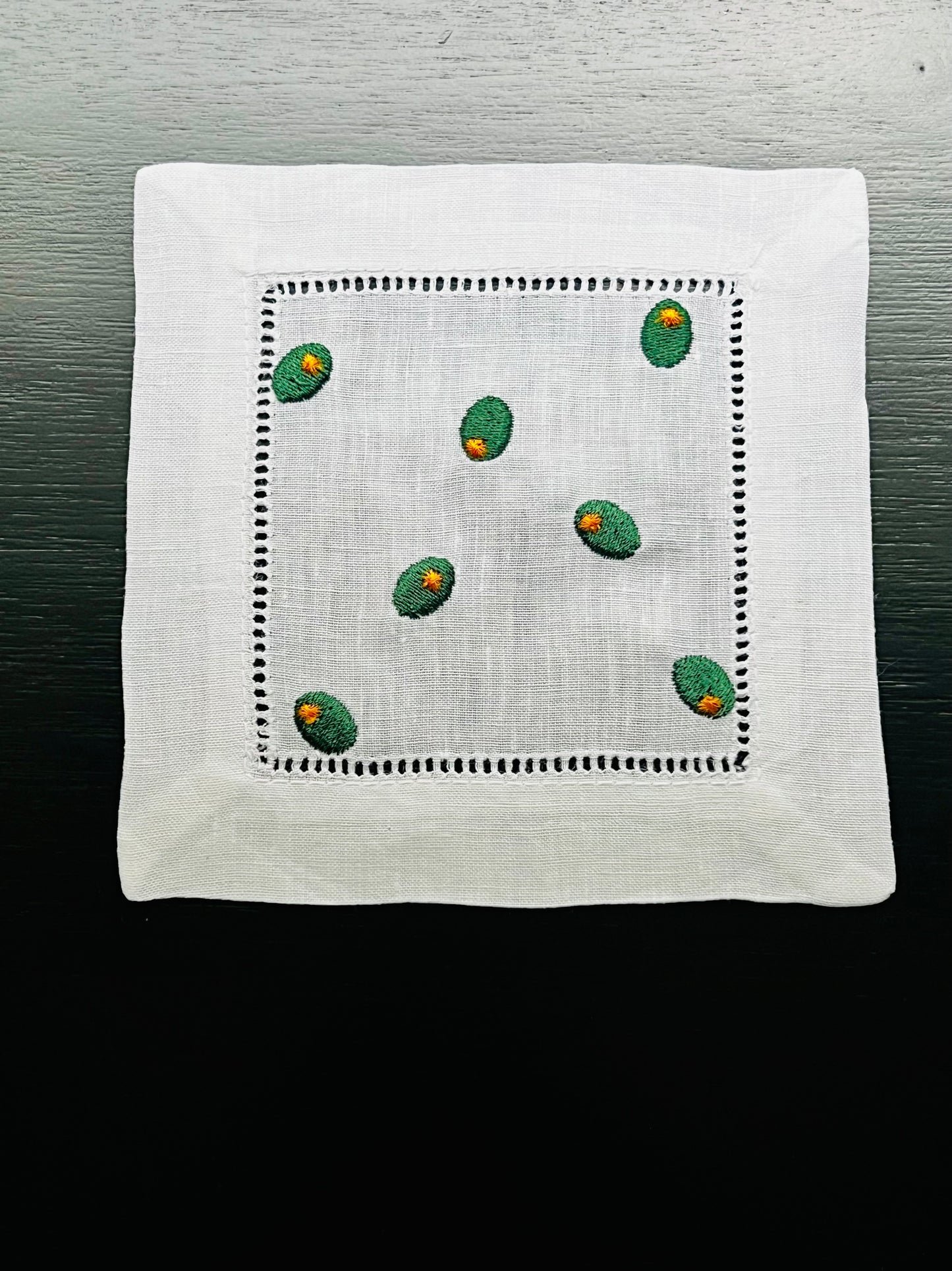 Personalize Embroidered Linen Cocktail Napkin