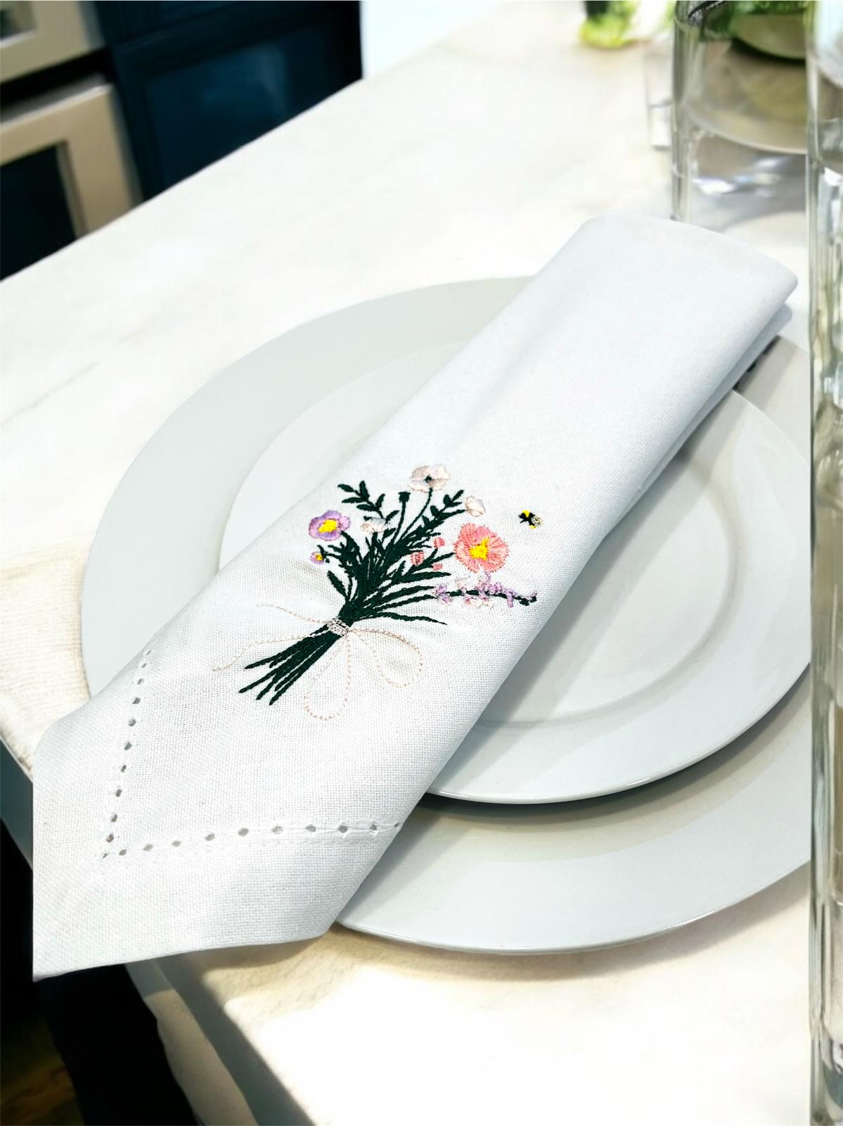 Embroidered Wildflower Napkin