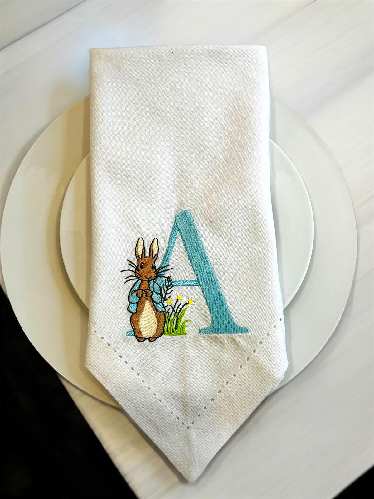 Embroidered Easter Napkin with Letter